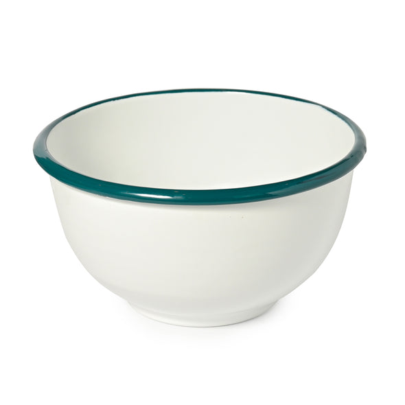 St Clare 18cm Enamel White and Green Mixing Bowl