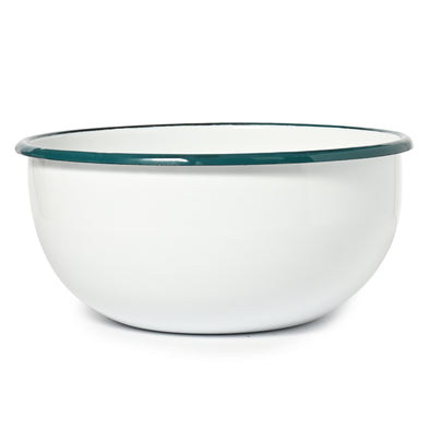 St Clare 22cm Enamel White and Green Mixing Bowl