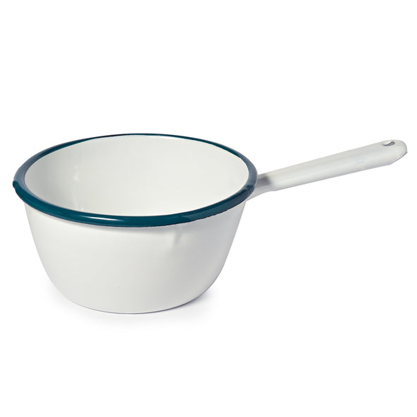 St Clare Enamel Milk Pan white and Green suitable for all stove tops including induction