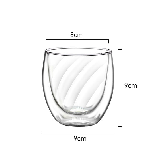 Measurements of Coffee Culture Eliza Swirl Doublewall Glass 250ml capacity
