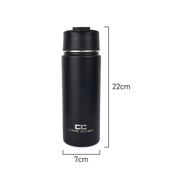 Measurements of Coffee Culture black Double Wall Stainless steel Flask 500ml