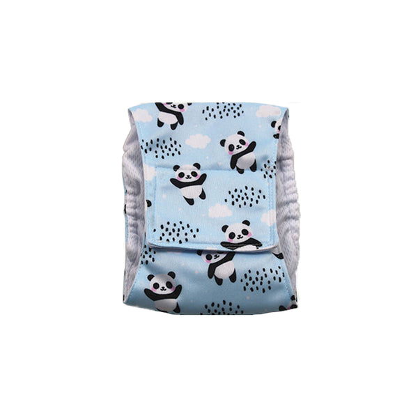 Furzone Small Blue Reusable Washable Male Dog Diaper with Panda pattern for 26 to 34cm waistline