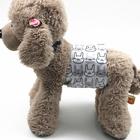 Furzone Large Grey Reusable Washable Male Dog Diaper with Rabbit pattern for 38 to 47cm waistline