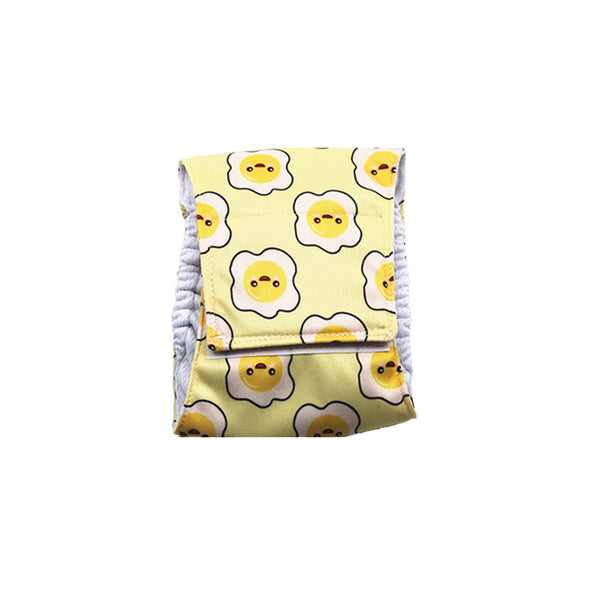 Furzone Medium yellow Reusable Washable Male Dog Diaper with smilling egg pattern for 34 to 40cm waistline