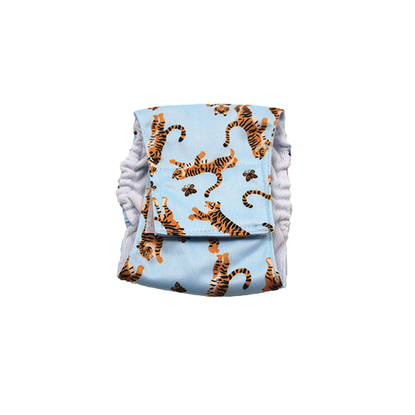 Furzone Medium Blue Reusable Washable Male Dog Diaper with Tiger pattern for 34 to 40cm waistline