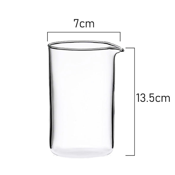 Measurements for Coffee Culture Borosilicate Glass replacements for 3 cup 350ml coffee Plunger french press