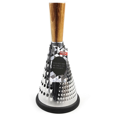 Cerve Non Slip stainless steel Grater with acacia wood handle and non slip silicone base