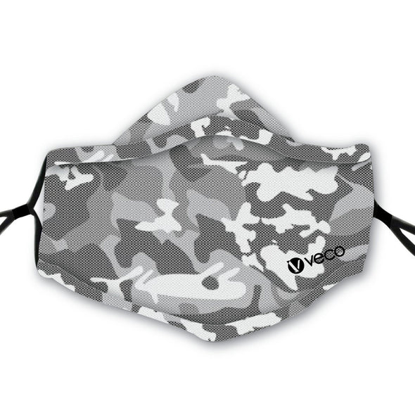 ADULT Washable Face Mask <br>3 layer ANTI-FOG & Antimicrobial cloth fabric <br>Grey Camouflage