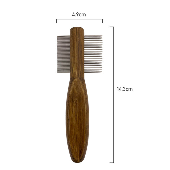 Measurements of Furzone Stainless Steel and Beechwood Double Sided Comb for pets