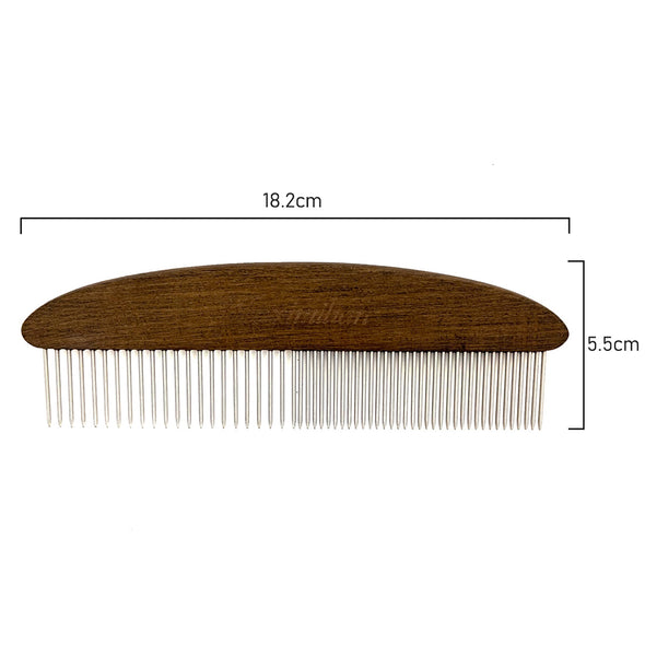 Furzone Dog/Cat Large Dual Teeth Width Comb <br>Stainless Steel & Beechwood <br>18.2 x 5.5cm