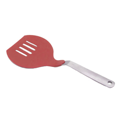Red Jumbo Pancake Slotted Turner with stainless steel handle