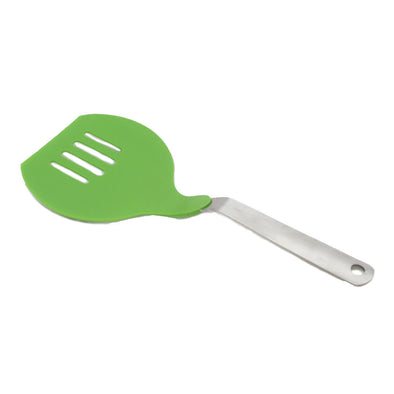 Green Jumbo Pancake Slotted Turner with stainless steel handle