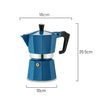 Measurement Pezzetti teal blue Stove Top coffee maker 6 cup made in Italy from high quality aluminium