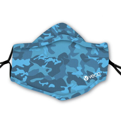 ADULT Washable Face Mask <br>3 layer ANTI-FOG & Antimicrobial cloth fabric <br> Blue Camouflage