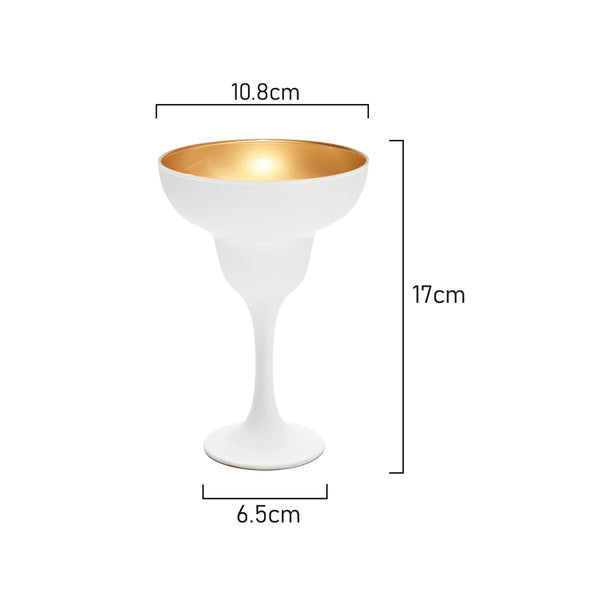 Measurements of Art Craft Luna white and Gold Margarita Glass 305ml Capacity