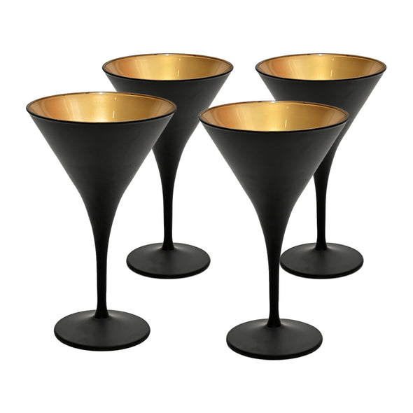 Art Craft Luna Martini Glass Black & Gold <br>Set Of 4 <br>175ml