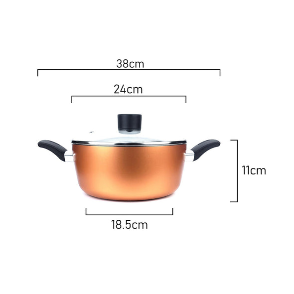 Measurements of Classica Lusso Rose Gold Casserole with Lid 