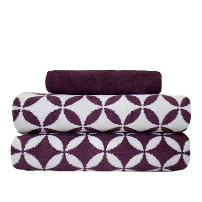 3 Piece Cotton Tree Shale and white Towel Set Luxor pattern