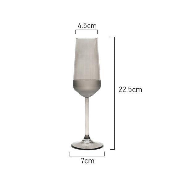 Measurement of Art Craft Mia Matte smoke  Champagne Flute Glass 195ml capacity