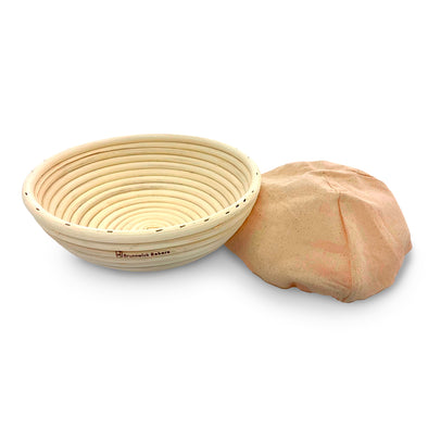 Brunswisk bakers 23cm natural rattan Round Banneton with Linen Liner Cloth 