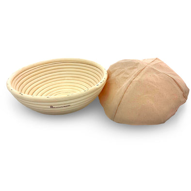 Brunswisk bakers 25cm natural rattan Round Banneton with Linen Liner Cloth 