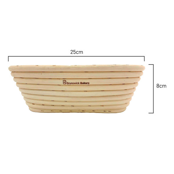 Measurements of Brunswisk bakers 25cm natural rattan Oval Banneton