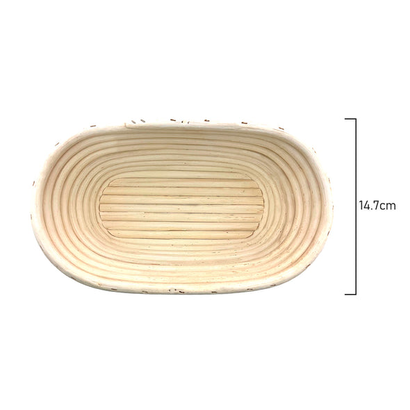 Measurements of Brunswisk bakers 25cm natural rattan Oval Banneton with Linen Liner Cloth 