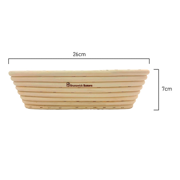 Measurements of Brunswisk bakers 26cm natural rattan rectangular Banneton 