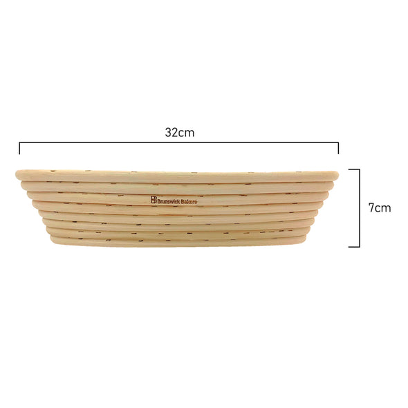 Measurements of Brunswisk bakers 32cm natural rattan rectangular Banneton 