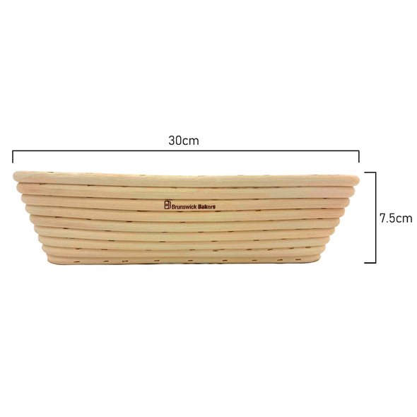 Measurements of Brunswisk bakers 30cm natural rattan rectangular Banneton 