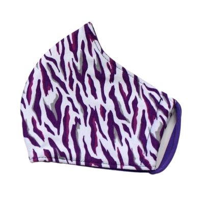 ADULT Washable Face Masks <br>3 layer Antimicrobial cloth fabric <br>Purple Zebra