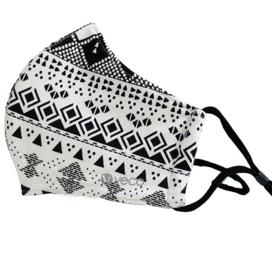 ADULT Washable Face Masks <br>3 layer Antimicrobial cloth fabric <br>Black & White Geometric