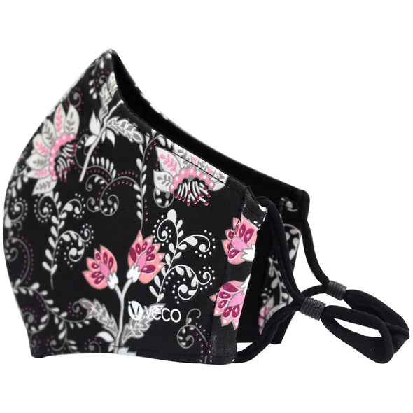 ADULT Washable Face Mask <br>3 layer Antimicrobial cloth fabric <br>Floral & Vine