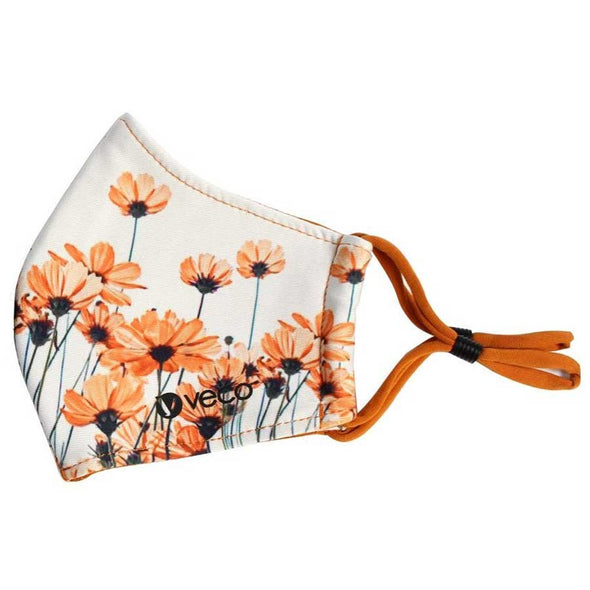 KIDS Washable Face Masks <br>3 layer Antimicrobial cloth fabric <br>Orange Daisy