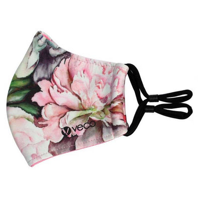 ADULT Washable Face Mask <br>3 layer Antimicrobial cloth fabric <br>Pink Peony