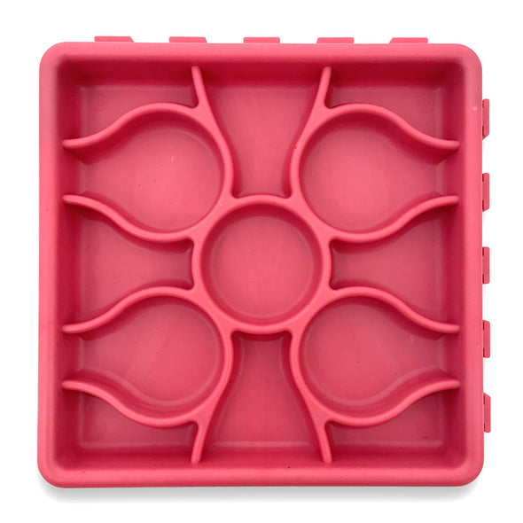 Furzone Red Interconnecting Enrichment Squares for 4 In 1 Slow Feeder & Lick Bowl/Mat with suction base