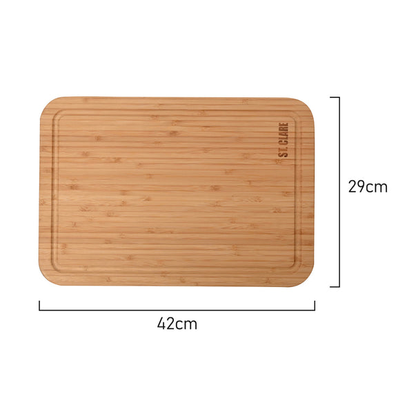 Measurements of St Clare Rectangular Reversible Chopping Board with Juice Curve made from Natural Bamboo Long Grain