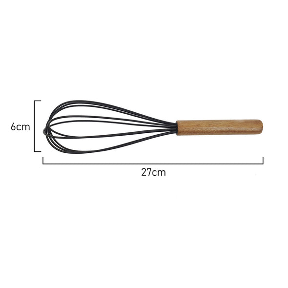Measurements of St. Clare Black silicone whisk with Acacia Handle