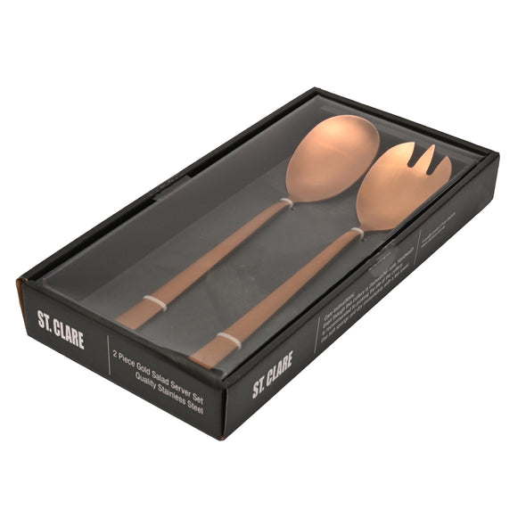 St Clare Nordic Quality Stainless Steel Rose Gold Satin matte finish Salad spoon and fork set