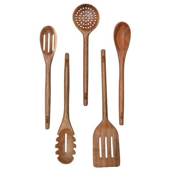 St. Clare 5 Piece eco friendly Utensil Set made from Sustainably framed Solid Acacia Wood