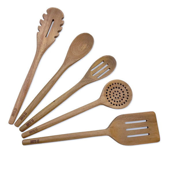 St. Clare 5 Piece eco friendly Utensil Set made from Sustainably framed Solid Acacia Wood