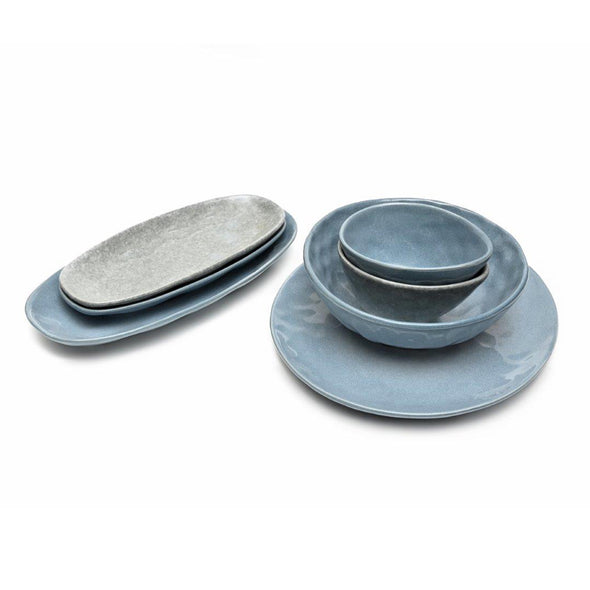 St Clare Oval Serving Plate <br>Reactive Blue <br>Dimensions - 35 x 17cm