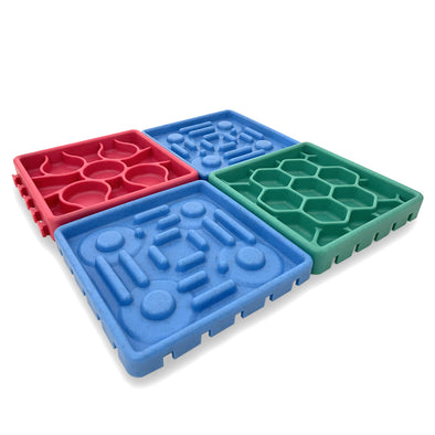 Furzone 4 In 1 Slow Feeder & Lick Bowl/Mat made from Interconnecting Enrichment Squares with suction base