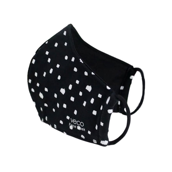 ADULT Washable Face Mask <br>3 layer Antimicrobial cloth fabric <br>Black & White Square Dot