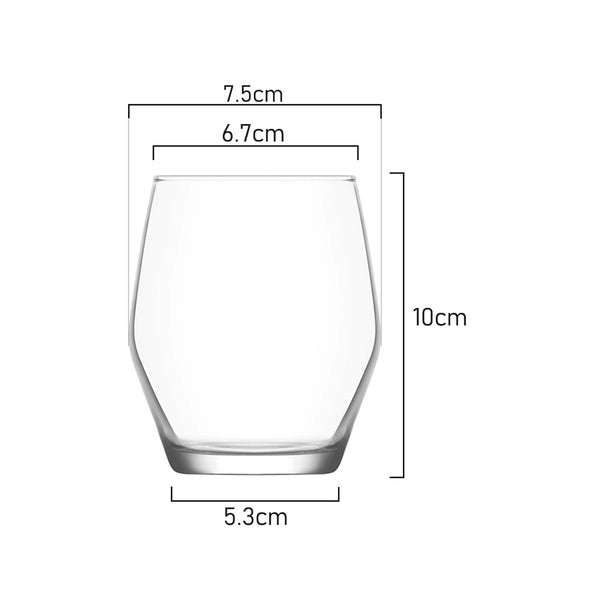 Measurements of Classica Art Craft Viva Tumbler Glass 370ml capacity