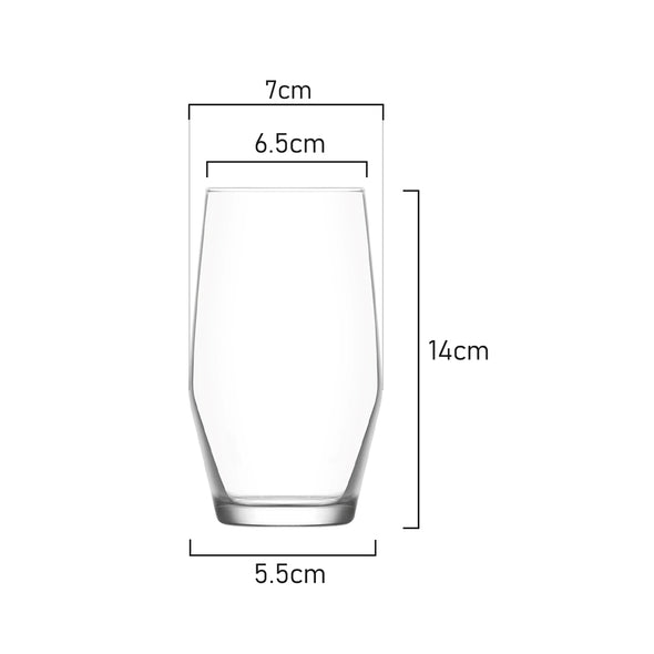 measurements of Classica Art Craft Viva Hi Ball Glass 495ml capacity
