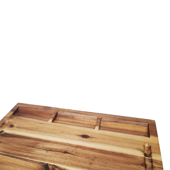 Woodpecker Chopping Board with Built in Bowls <br>Acacia wood  <br>48 x 35 x 4cm