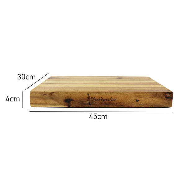 Measurements of Woodpecker rectangular Chopping Board made from acacia wood