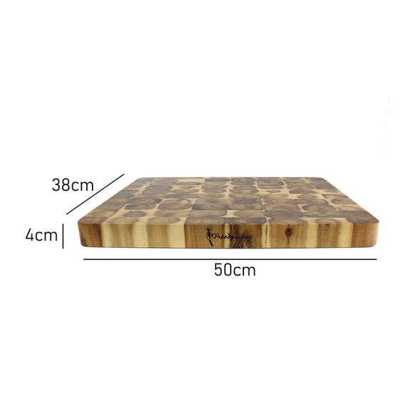 Measurements of Woodpecker Rectangular End Grain Chopping Board made from acacia wood