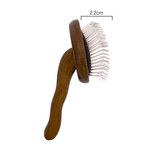 Measurements of Furzone Stainless Steel and Beechwood Round Slicker Brush with Large pins for pets